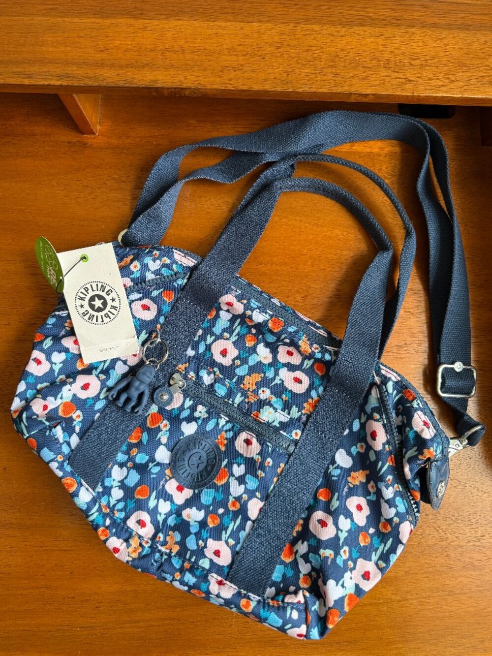 NEW WITH TAGS - Kipling Art Mini Shoulder Bag Blue with Flowers